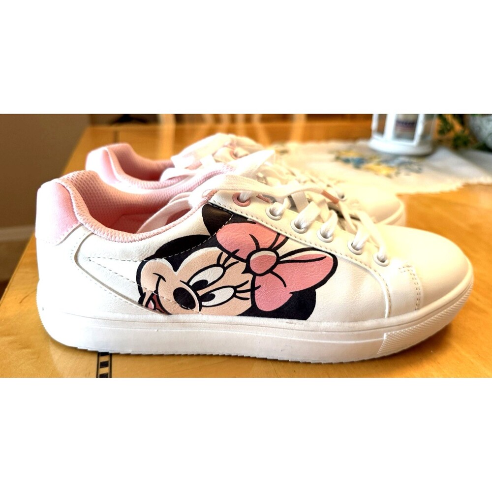 Disney Minnie Mouse Ladies Character Sneakers Size 9 White Pink EUC!